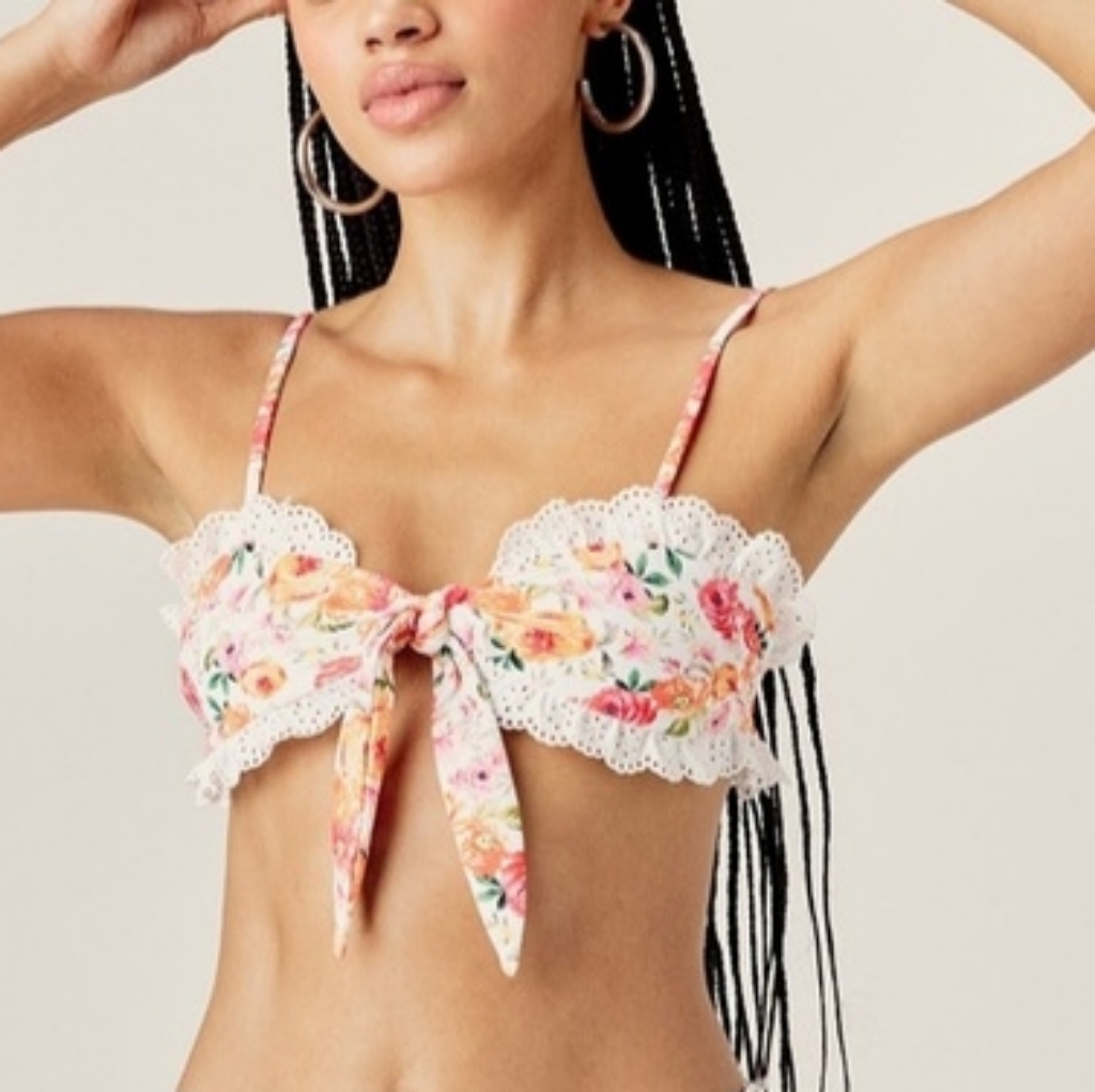For Love & Lemons Ravi Bikini Top In Apricot